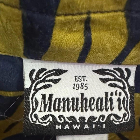 Manuhealii Navy and Mustard Shirt - Picture 4 of 5